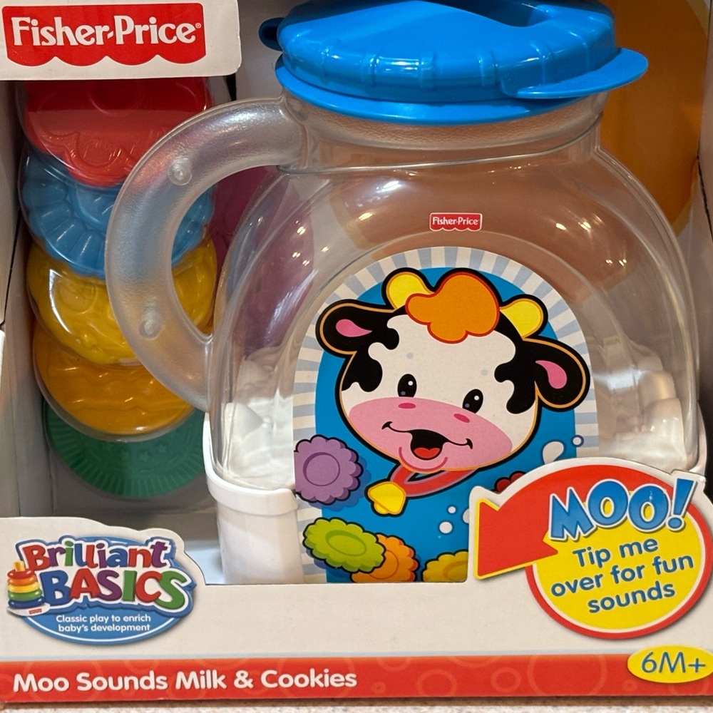 2008 Fisher Price Brilliant Basics Moo Sounds Milk & Cookies with Sound- NIB